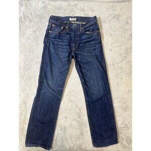 AE77 The Loose Japanese Selvedge Jeans Men’s 28x32 Dark Wash Button Fly Denim